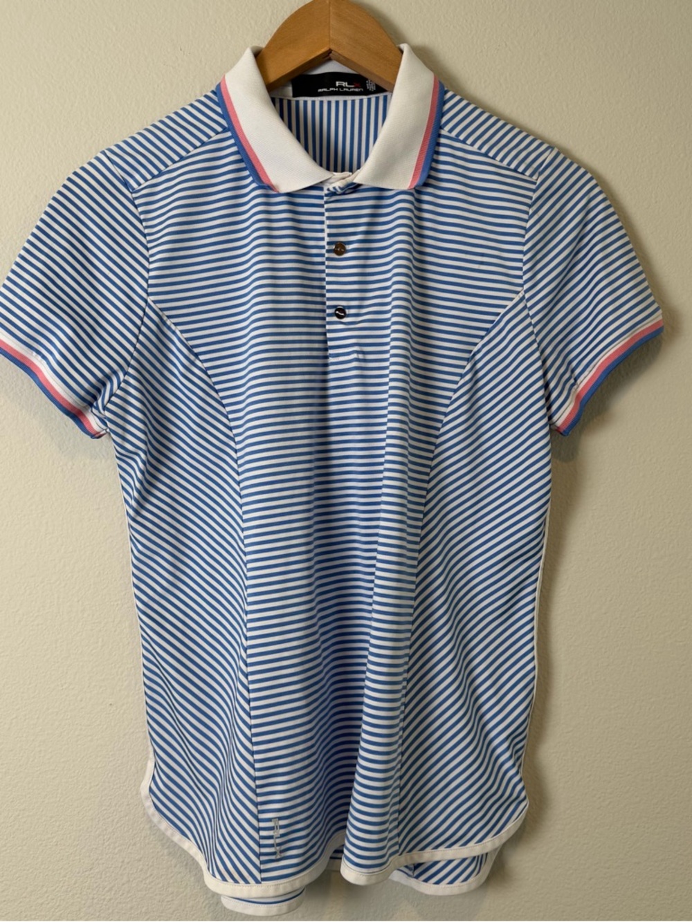 RLX Ralph Lauren Womens Tailored Fit Golf Polo Shirt Striped Womens Size Medium